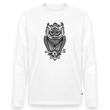 Owl Night Owl Owl Owl Night Owl Tawny Owl Design - Men's Premium Organic Long Sleeve Shirt - white - Front - Nico (187cm)