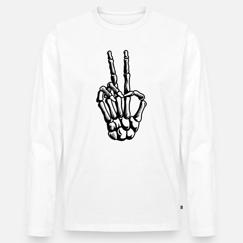 Peace Zeichen, Handzeichen - Männer Premium Bio Langarmshirt - Weiß
