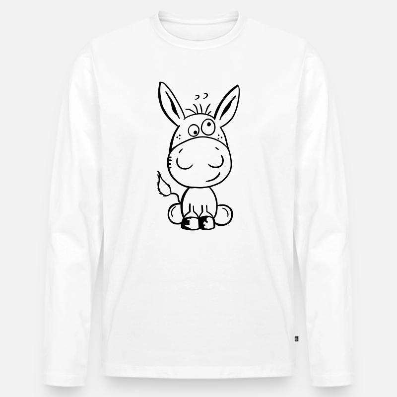 Eselchen Comic Tier - Tiere - Esel - Männer Premium Bio Langarmshirt - Weiß