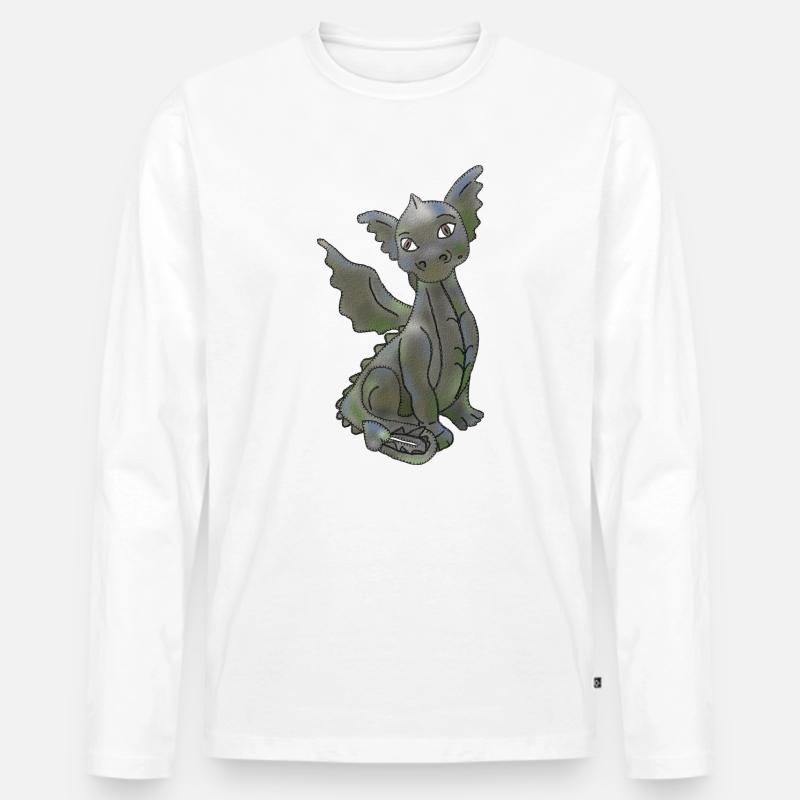 einfacher Drache - Männer Premium Bio Langarmshirt - Weiß
