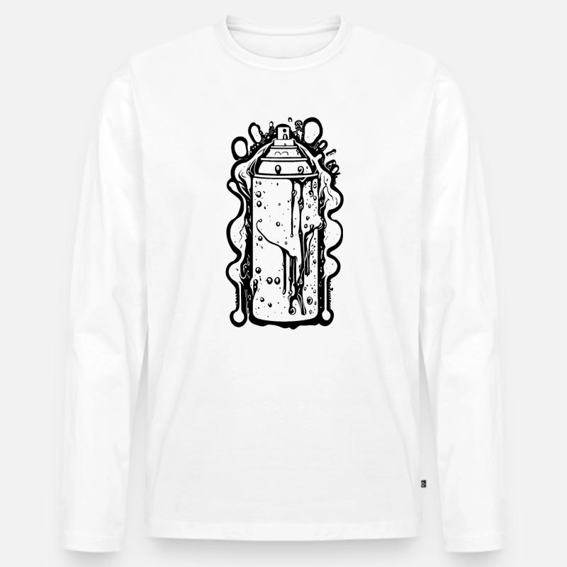 Coole Comic Sprühdose mit Tropfen - Männer Premium Bio Langarmshirt - Weiß