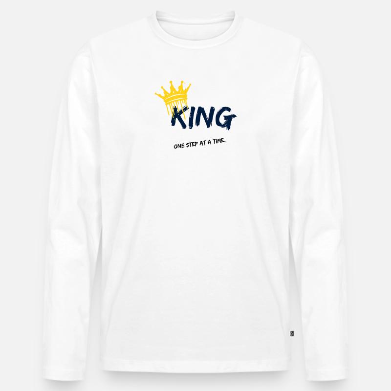 King Spray Krone Schwarz Blau - Männer Premium Bio Langarmshirt - Weiß