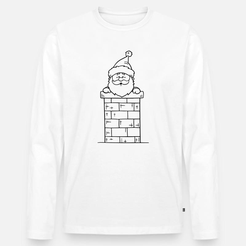 Weihnachtsmann Santa Schornstein - Männer Premium Bio Langarmshirt - Weiß