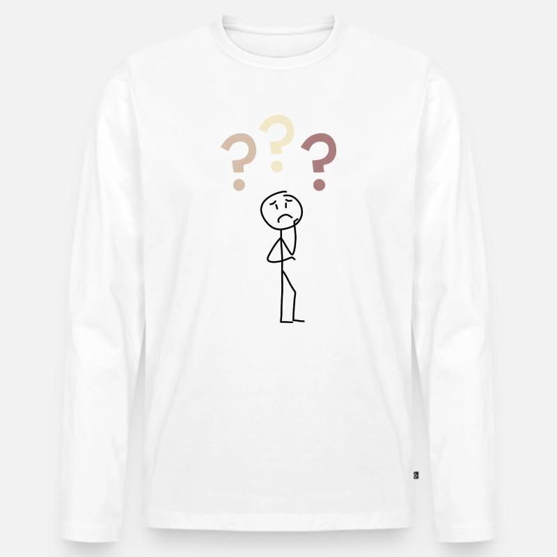 Three Question Marks – Minimal Mystery Design - Männer Premium Bio Langarmshirt - Weiß