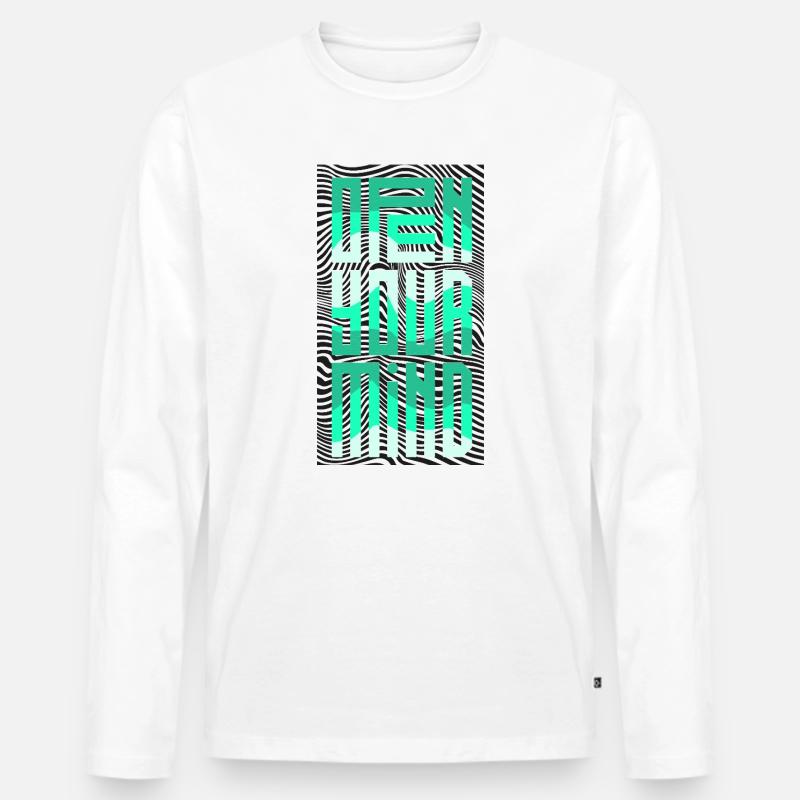 Öffne deinen Geist - Männer Premium Bio Langarmshirt - Weiß