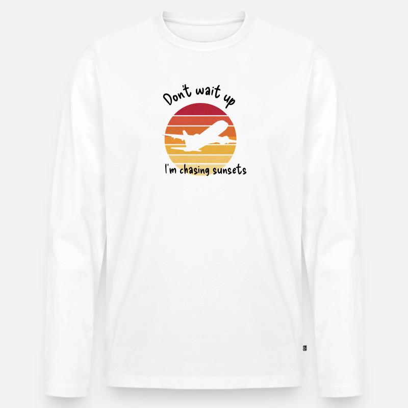Sunset Airplane Vielflieger Geschenk - Männer Premium Bio Langarmshirt - Weiß