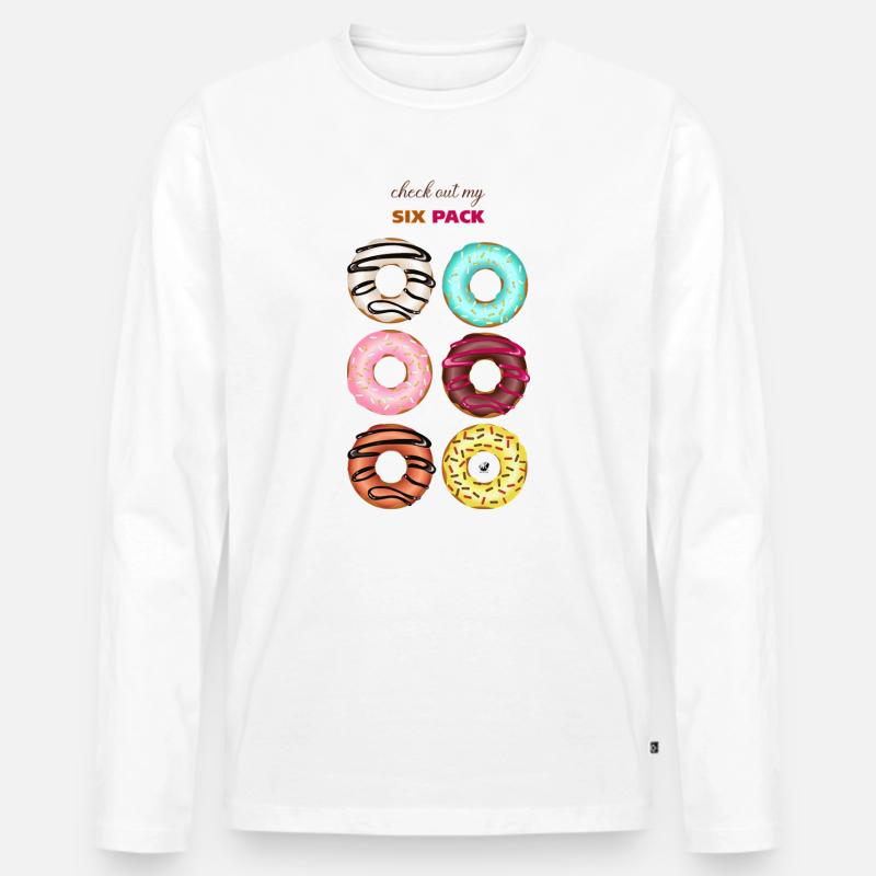 Sechs glasierte Donuts Abbildung mit Inschrift - Männer Premium Bio Langarmshirt - Weiß