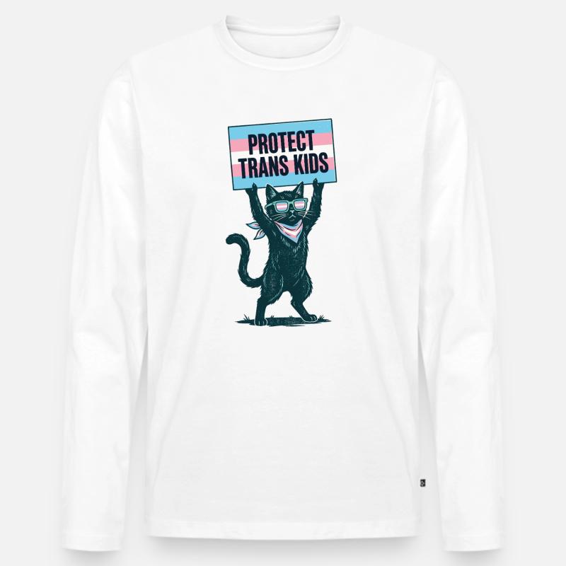 LGBTQ-Pride-Monat – Schütze trans Kinder - Männer Premium Bio Langarmshirt - Weiß