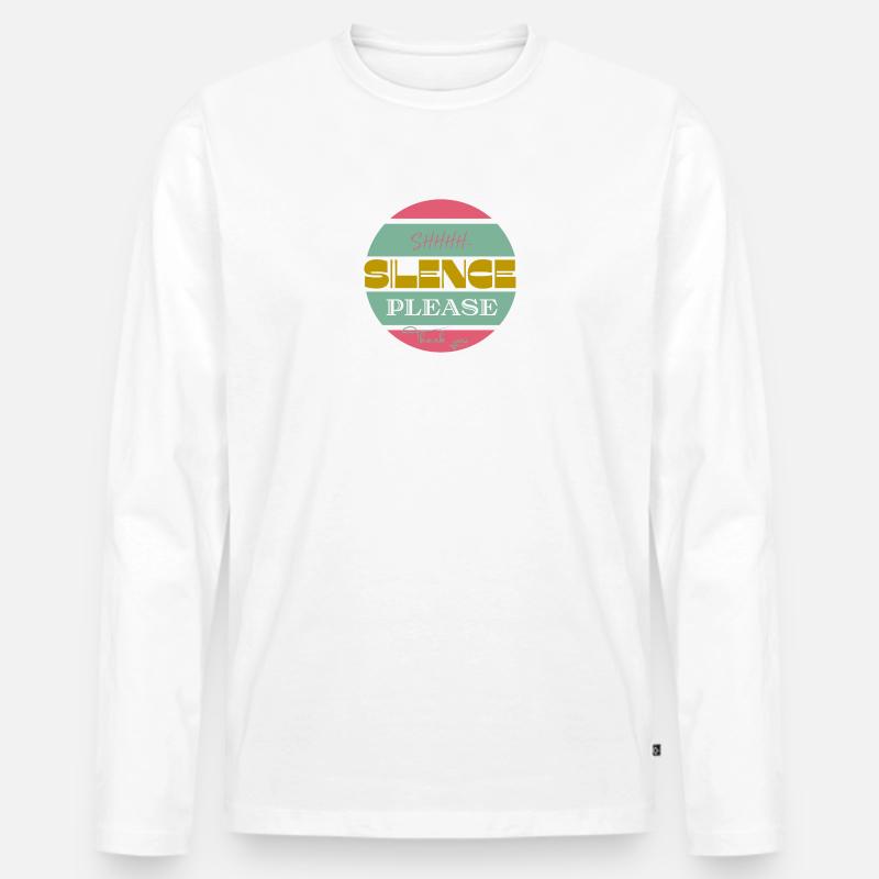 Silence please Ruhe bitte - Männer Premium Bio Langarmshirt - Weiß