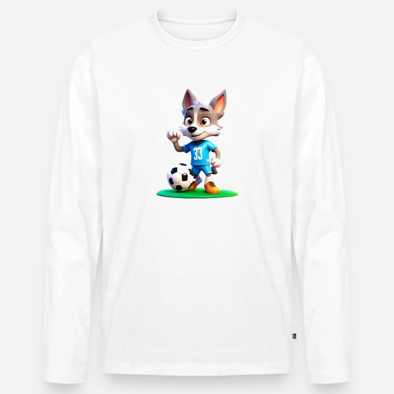 Wolf Soccer 2 - Männer Premium Bio Langarmshirt - Weiß