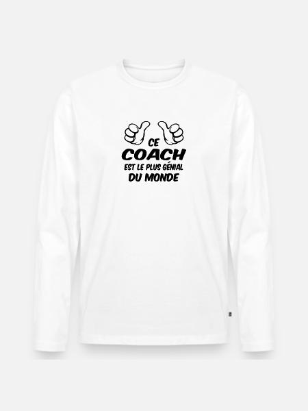 MEILLEUR COACH - T-shirt manches longues Premium bio Homme - blanc