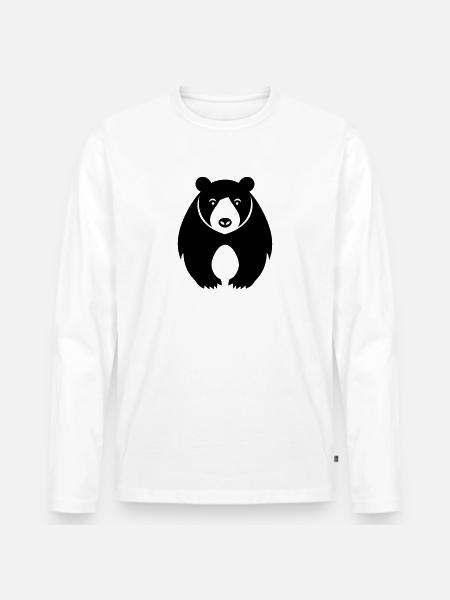 Bär - Männer Premium Bio Langarmshirt - Weiß