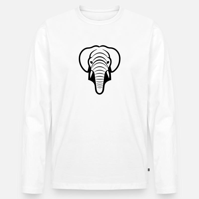 Elefant - Männer Premium Bio Langarmshirt - Weiß