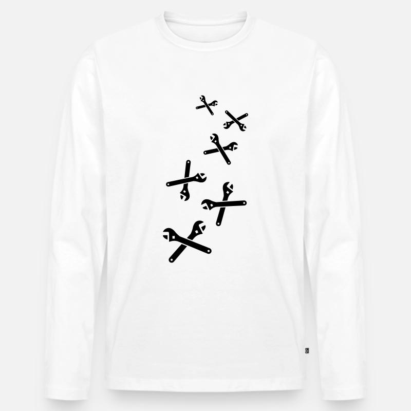 Schraubenschlüssel Icon - Männer Premium Bio Langarmshirt - Weiß
