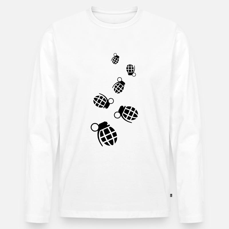 Granate waffe icon - Männer Premium Bio Langarmshirt - Weiß