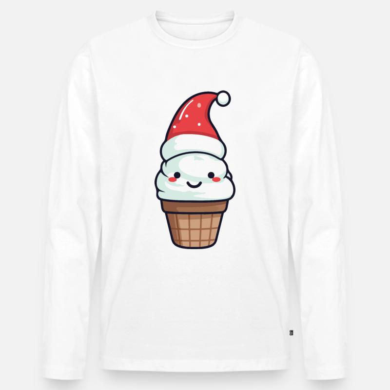 Eis Weihnachten Lecker - Männer Premium Bio Langarmshirt - Weiß