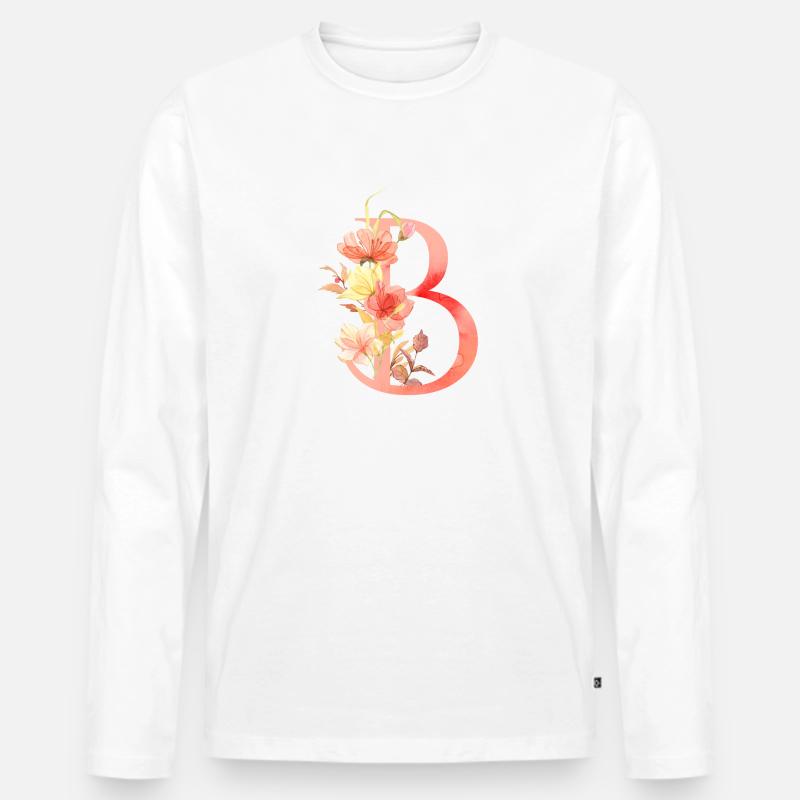 Buchstabe B - Männer Premium Bio Langarmshirt - Weiß