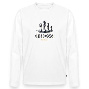 Échecs - Échecs - Chess Maniac - T-shirt manches longues Premium bio Homme - blanc - Devant - Nico (187cm)
