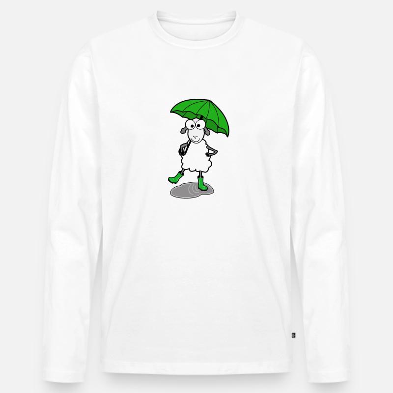 Schaf mit Gummistiefel - Männer Premium Bio Langarmshirt - Weiß