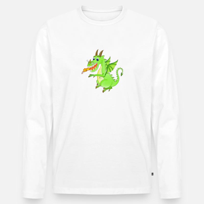 Drache - Männer Premium Bio Langarmshirt - Weiß
