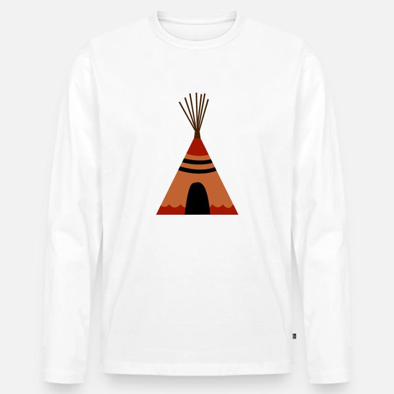 Tipi von Indian Stamm - Männer Premium Bio Langarmshirt - Weiß