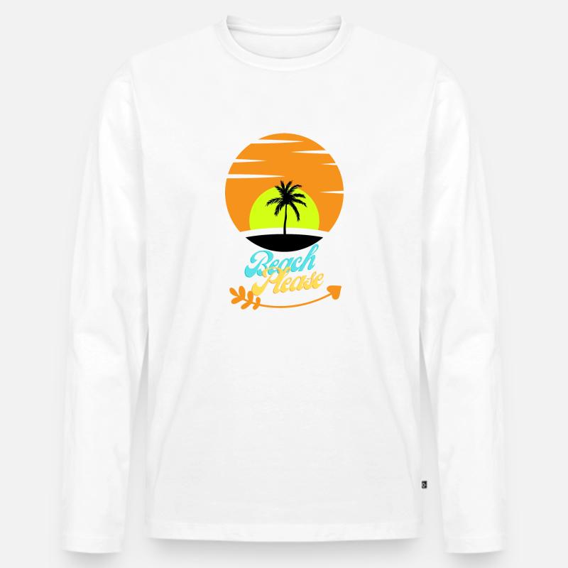 Beach Please Logo - Männer Premium Bio Langarmshirt - Weiß