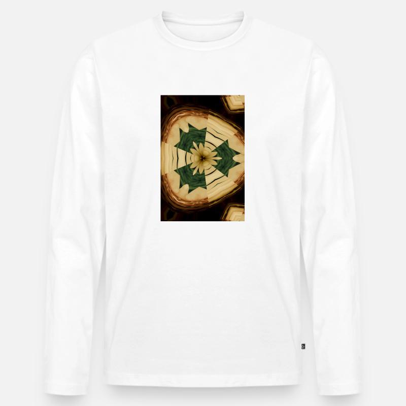 Holzige Blume - Männer Premium Bio Langarmshirt - Weiß