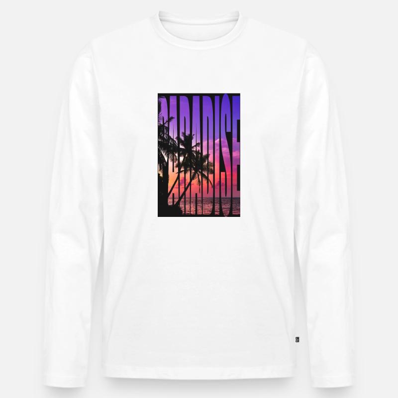 Paradise Tshirt Design - Männer Premium Bio Langarmshirt - Weiß