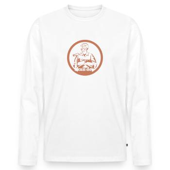 Ganz ruhig ... Handwerker - bayerischer Spruch - Männer Premium Bio Langarmshirt - Weiß - Vorne - Nico (187cm)
