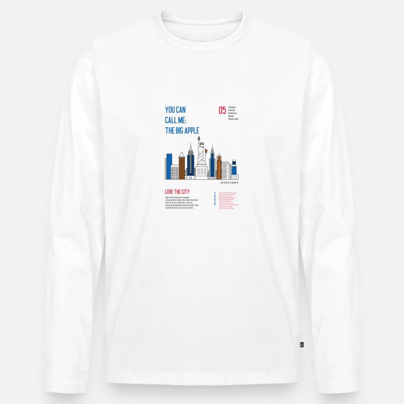 New York - Männer Premium Bio Langarmshirt - Weiß