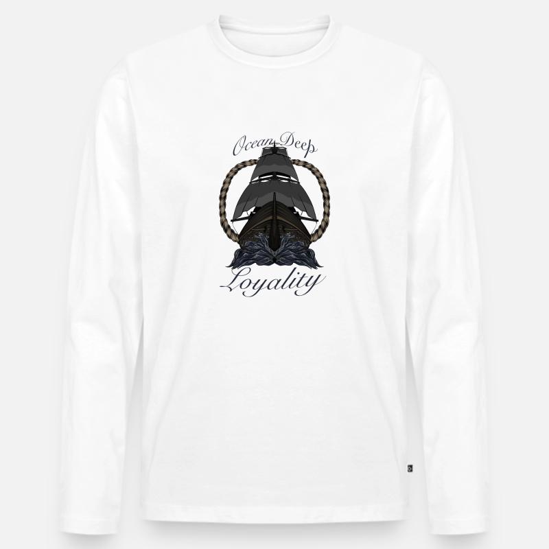 Schiff - Männer Premium Bio Langarmshirt - Weiß