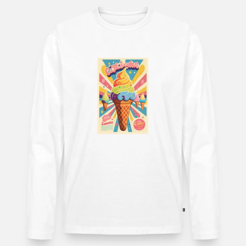 Eiscreme-Stil - Männer Premium Bio Langarmshirt - Weiß