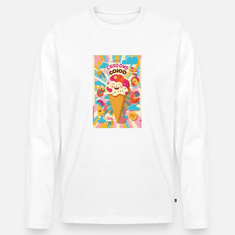 Eiscreme-Stil - Männer Premium Bio Langarmshirt - Weiß