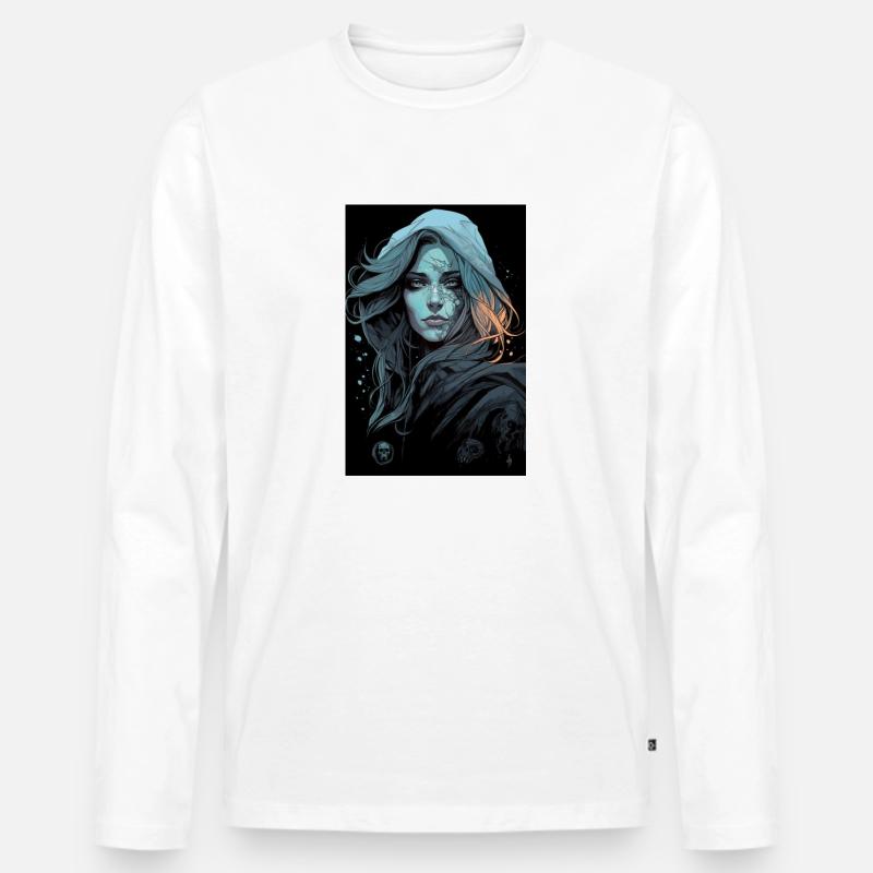 Dunkler Stil - Männer Premium Bio Langarmshirt - Weiß