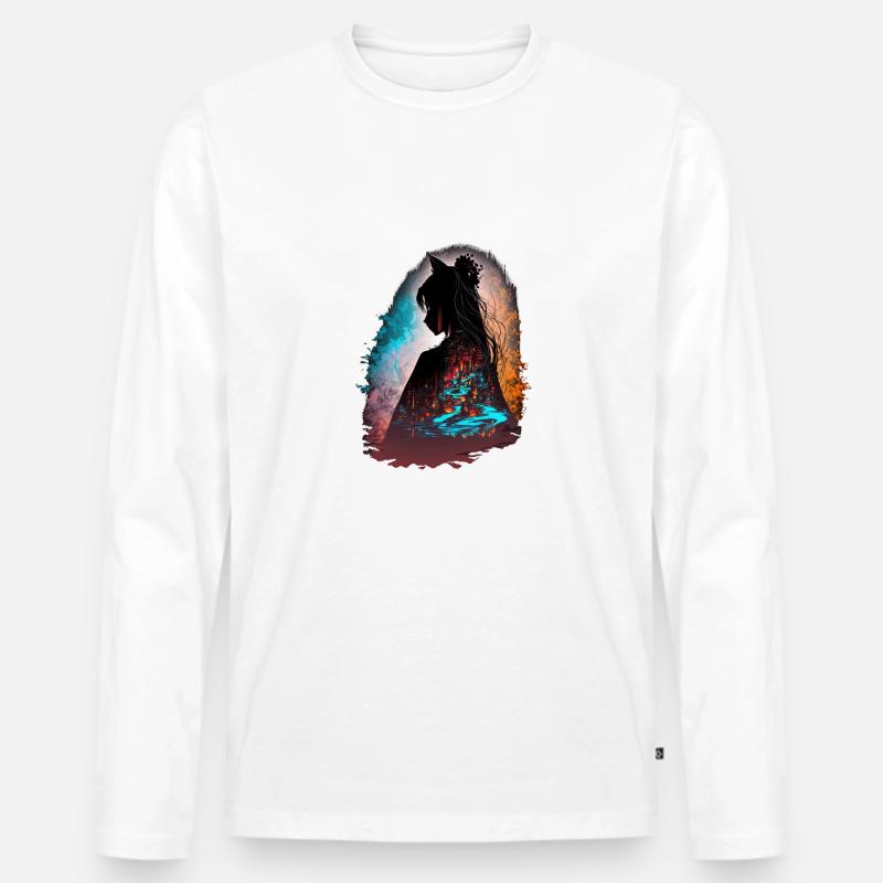 Der Schatten von Tokio | Shadows Unleashed - Männer Premium Bio Langarmshirt - Weiß