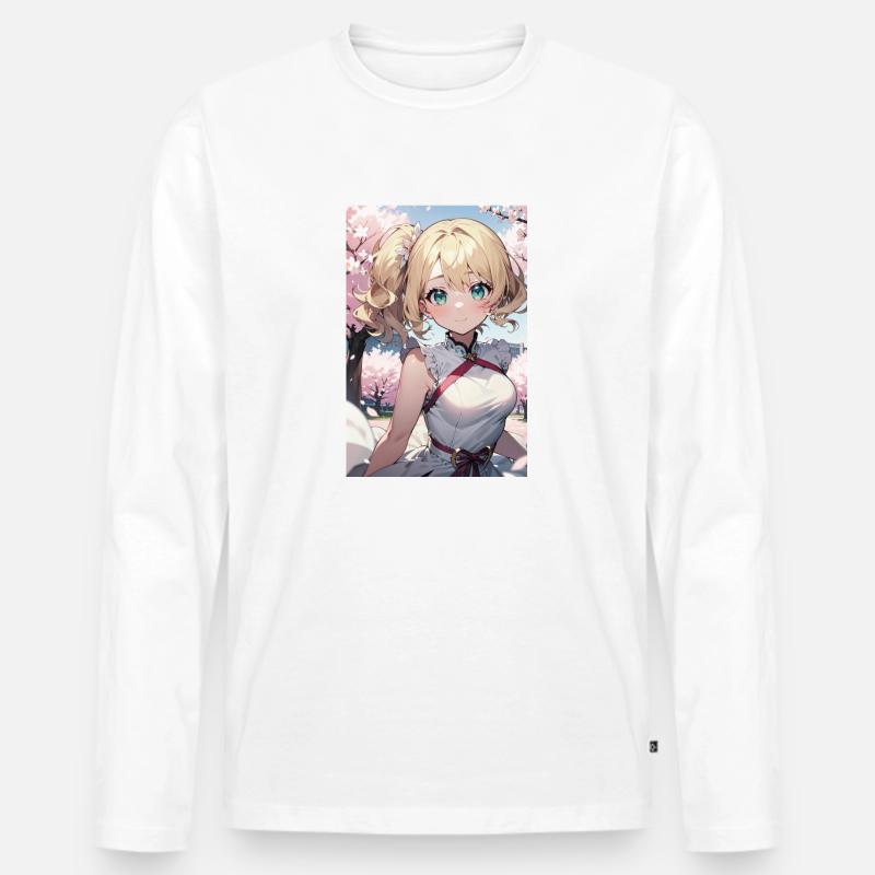 Hydro Idol und Sakura - Männer Premium Bio Langarmshirt - Weiß