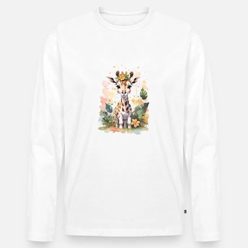 Giraffe - Männer Premium Bio Langarmshirt - Weiß