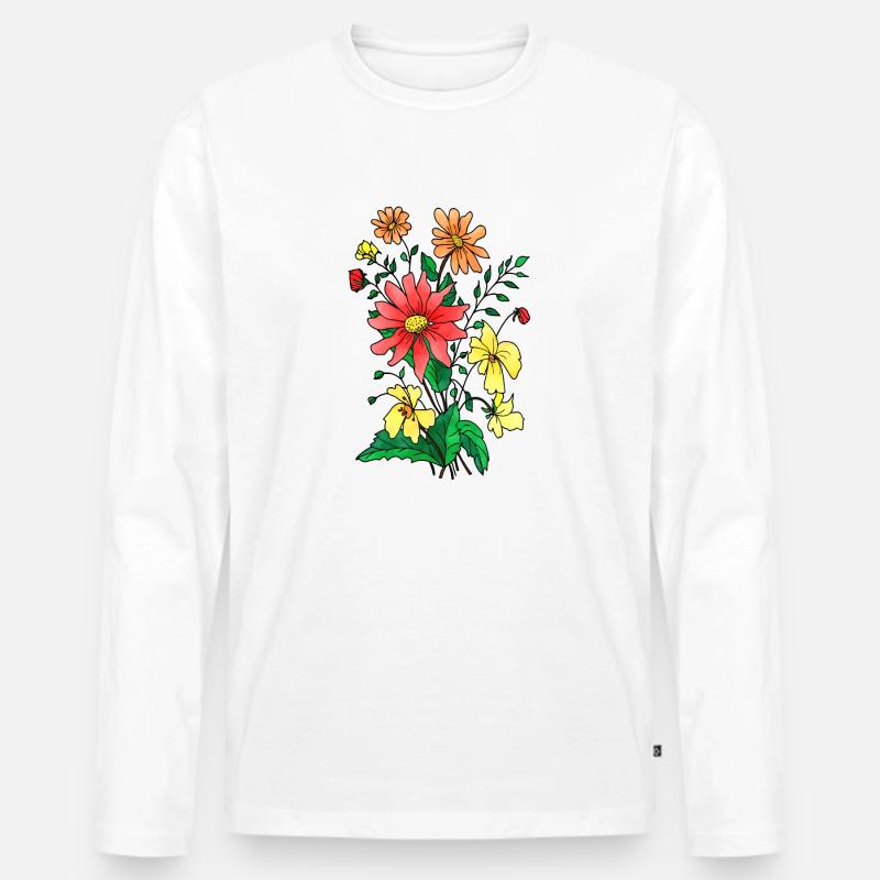 Blumen - Männer Premium Bio Langarmshirt - Weiß