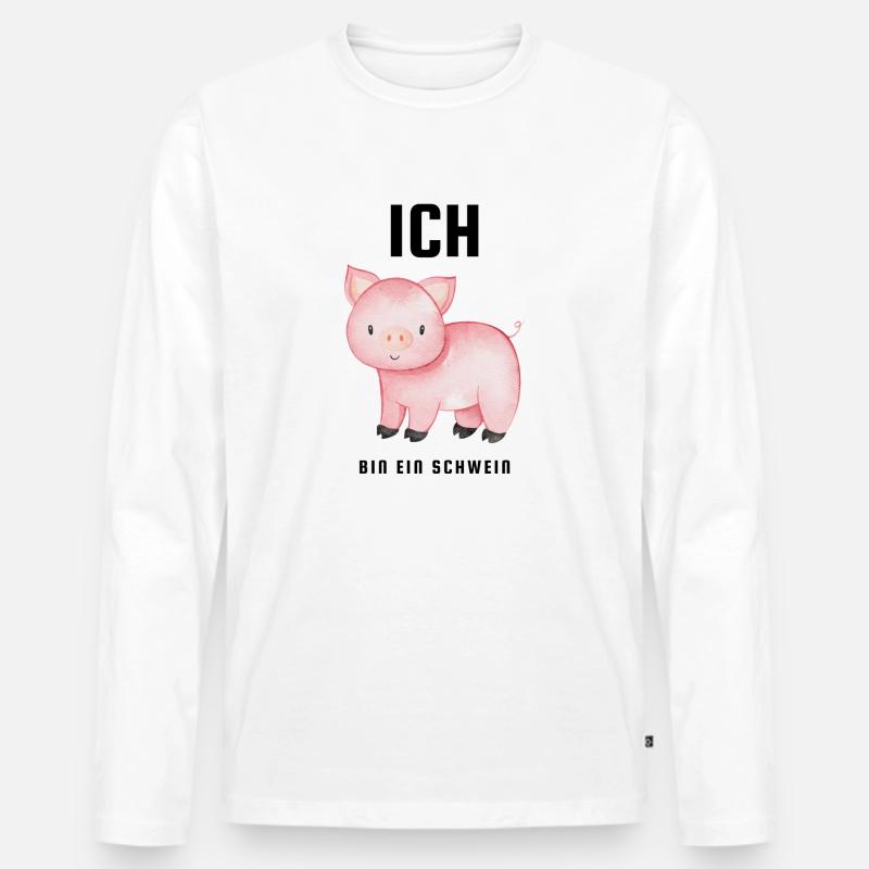 Ich bin ein Schwein - Männer Premium Bio Langarmshirt - Weiß