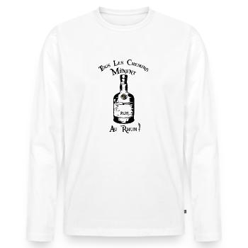 Alle Wege führen zu Rum 2 - Männer Premium Bio Langarmshirt - Weiß - Vorne - Nico (187cm)