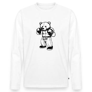 Boxender Bär - Sportlich - Bär - Boxen - Männer Premium Bio Langarmshirt - Weiß - Vorne - Nico (187cm)