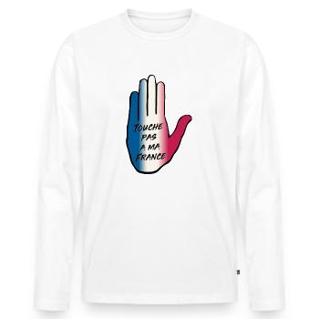 touche pas a ma France - T-shirt manches longues Premium bio Homme - blanc - Devant - Nico (187cm)