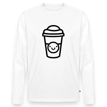 Kaffeebecher - Männer Premium Bio Langarmshirt - Weiß - Vorne - Nico (187cm)