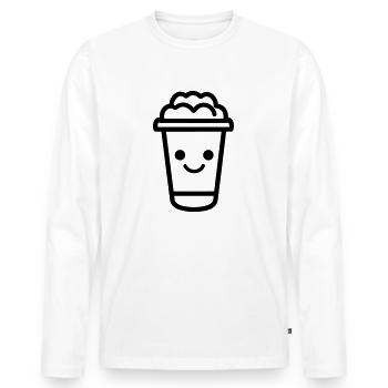 Kaffeebecher - Männer Premium Bio Langarmshirt - Weiß - Vorne - Nico (187cm)