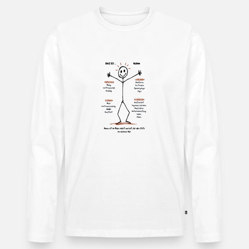 Das ist Quinn Achtsamkeit - Männer Premium Bio Langarmshirt - Weiß