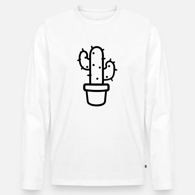 Kaktus - Männer Premium Bio Langarmshirt - Weiß