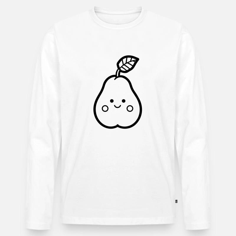 Birne - Männer Premium Bio Langarmshirt - Weiß