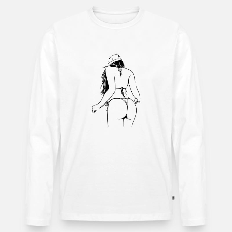 Dame im Bikini - Männer Premium Bio Langarmshirt - Weiß