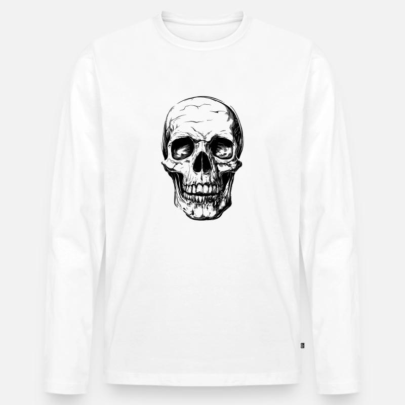 Skull Totenkopf schädel knochen - Männer Premium Bio Langarmshirt - Weiß