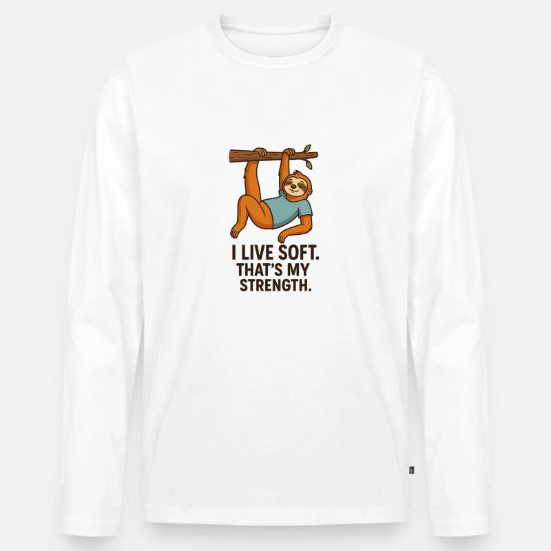 0010 slow strength - Männer Premium Bio Langarmshirt - Weiß